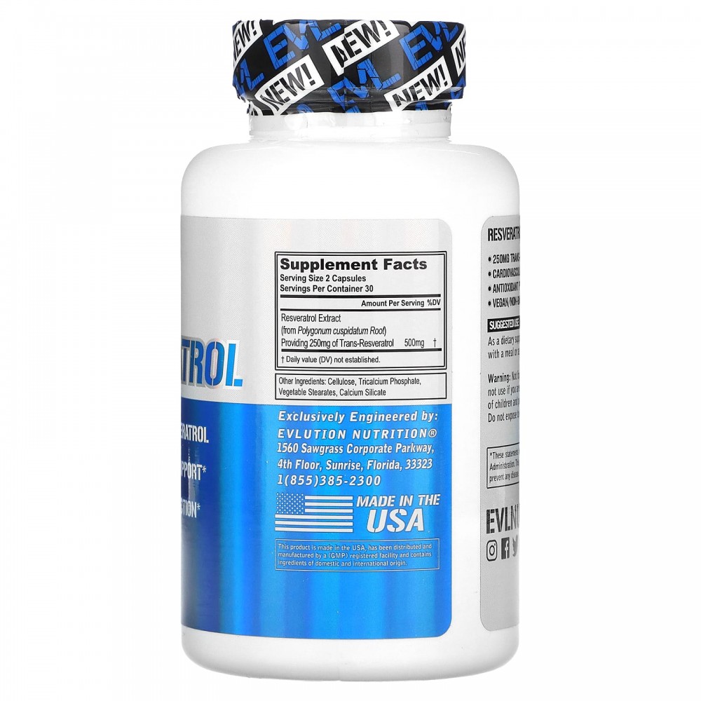 EVLution Nutrition Resveratrol 250mg 60 vcaps