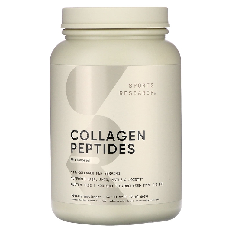 Sports Research Collagen Peptides Hydrolyzed Type I-III unflavored 907g