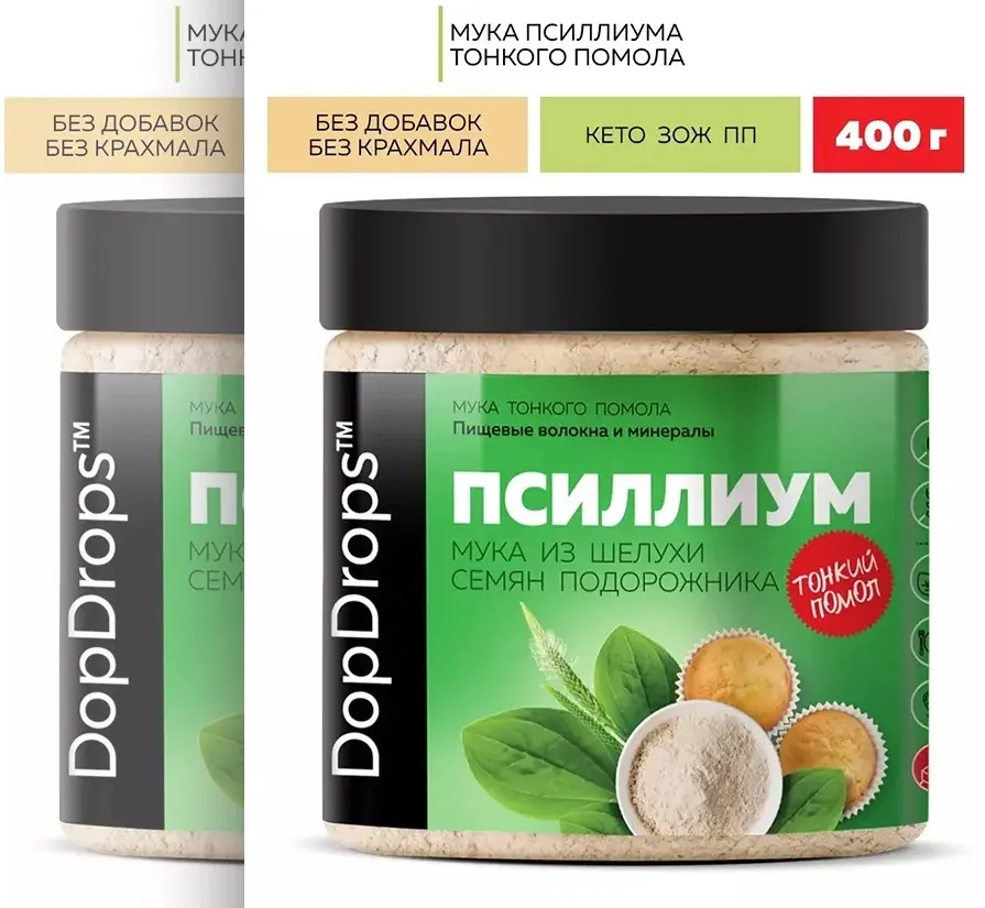 DopDrops Псиллиум мука грубого помола 400гр