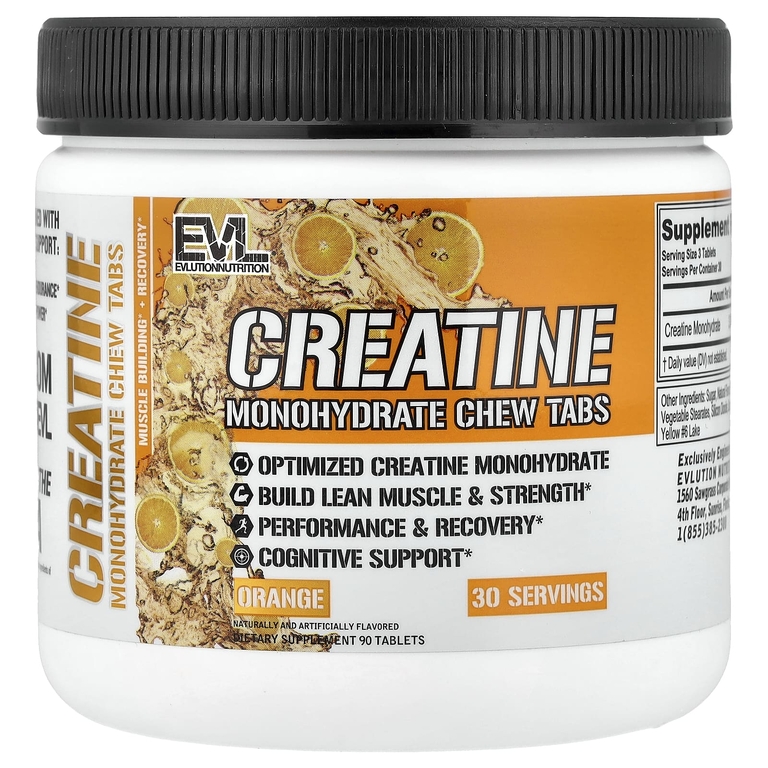 EVLution Nutrition Creatine monohydrate 30chew tabs Orange