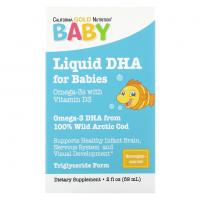 California Gold Nutrition DHA для детей Омега-3 с витамином D3 1050мг 59мл