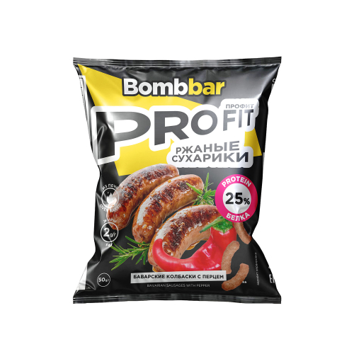 Bombbar Протеиновые сухарики 50г Баварские колбаски с перцем