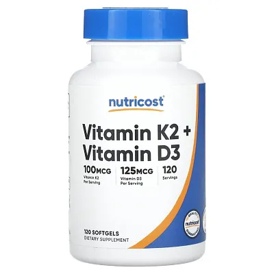 Nutricost Vitamin K2 + Vitamin D3 120softgels