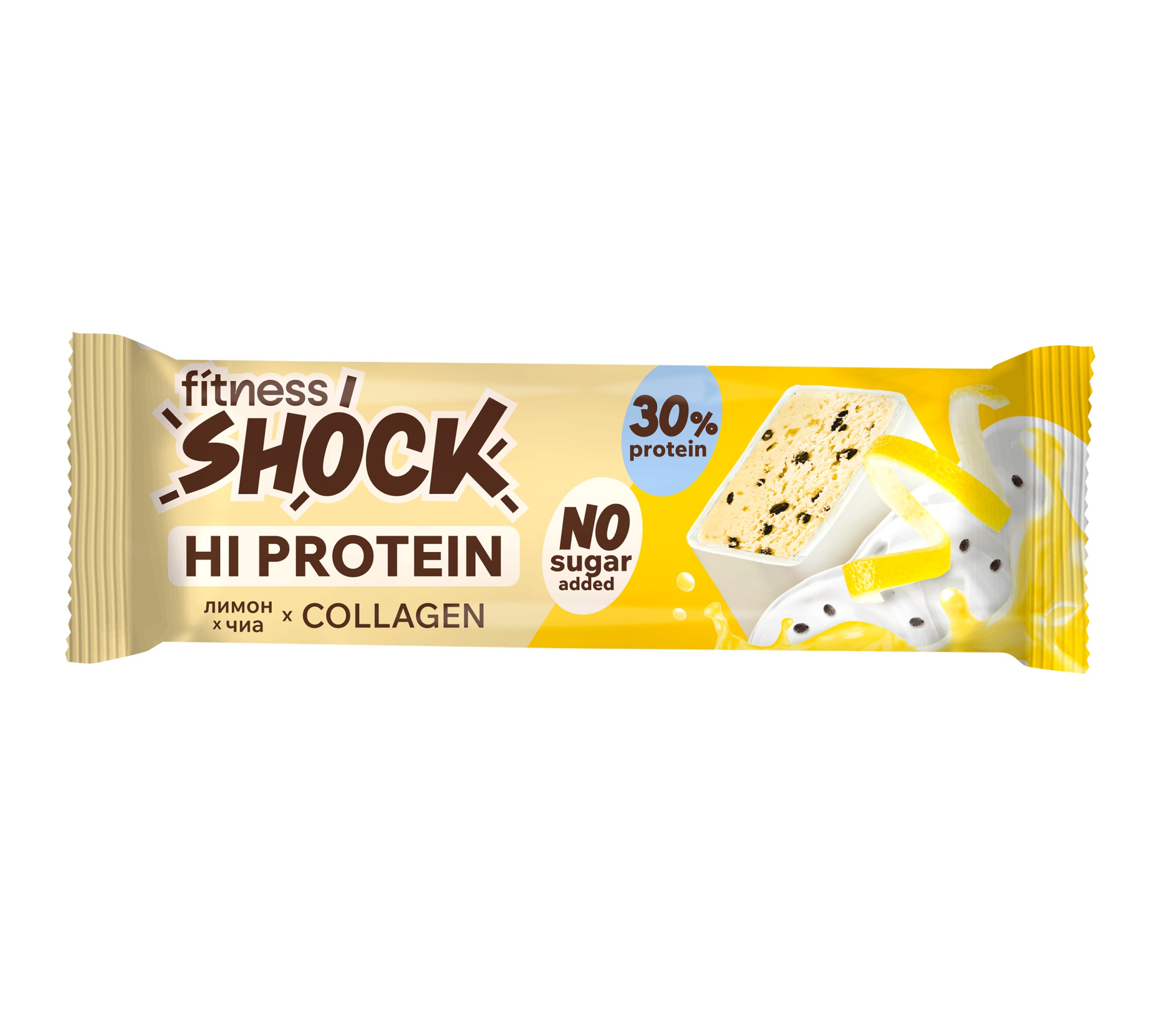 FitnesShock Батончик глаз. 40г Лимон-чиа