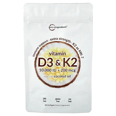 Micro Ingredients Vitamin D3 10000IU + K2 300softgels